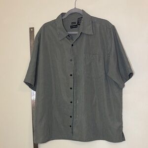 George Men's Black and White Striped Button-Down Shirt